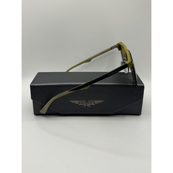 Police SPL491 Military Green/Black Round Designer Sunglasses NEW Retail $300+ - Picture 2 of 6